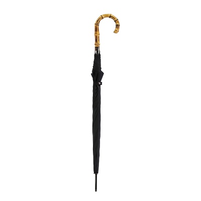 Black Gents' Canopy Umbrella with Bamboo Handle